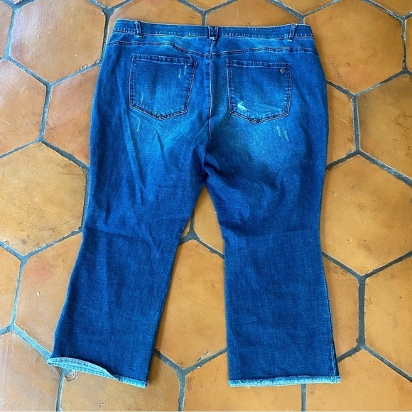 Democracy Ab Technology Elastic Waistband Frayed Hem Distressed Jeans size 24W - Picture 9 of 10